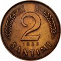 Латвия 2 сантима 1939 год