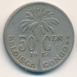 Бельгийское Конго 50 сентим 1927 год
