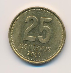 Монета Аргентина 25 сентаво 2010 год - Ратуша Буэнос-Айреса