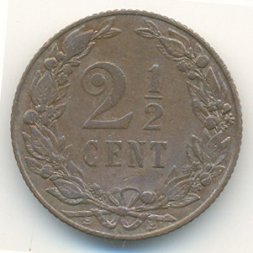 Нидерланды 2 1/2 цента 1904 год - Королева Вильгельмина