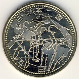 Япония 500 йен 2002 (Yr. 14) год - Кубок Мира по футболу. Северная и Южная Америка