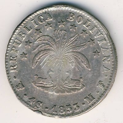 Боливия 4 соля 1853 год
