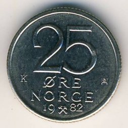 Норвегия 25 эре 1982 год