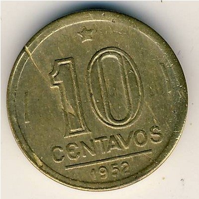 Бразилия 10 сентаво 1952 год