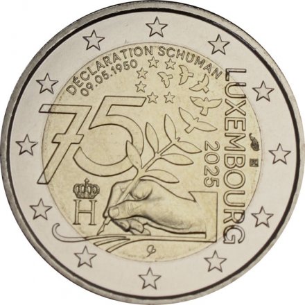 Люксембург 2 евро 2025 год - 75 лет Декларации Шумана