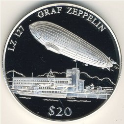 Либерия 20 долларов 2000 год