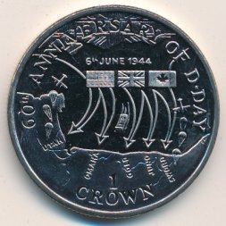 Остров Мэн 1 крона 2004 год - 60 лет высадке в Нормандии