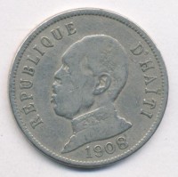 Монета Гаити 50 сентим 1908 год