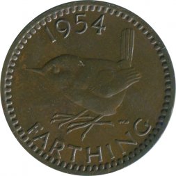 Великобритания 1 фартинг 1954 год - Крапивник
