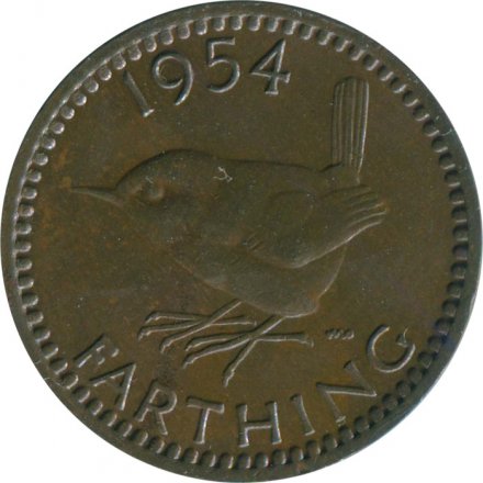 Великобритания 1 фартинг 1954 год - Крапивник