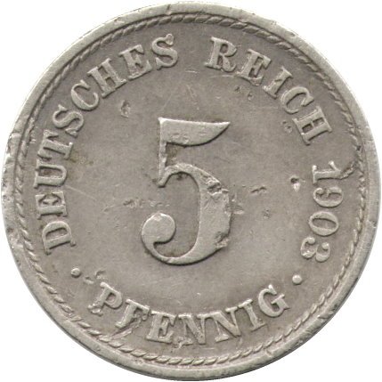 Германия 5 пфеннигов 1903 год (F)