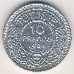 Тунис 10 франков 1934 год