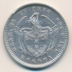 Колумбия 1 песо 1871 год