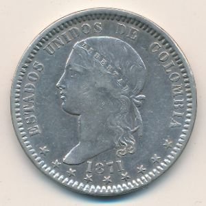 Колумбия 1 песо 1871 год