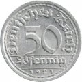 Веймарская республика 50 пфеннигов 1921 год (J)