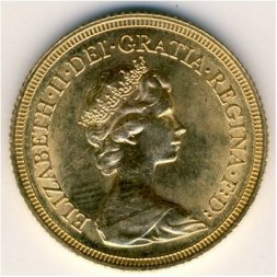 Великобритания 1 соверен 1974 год