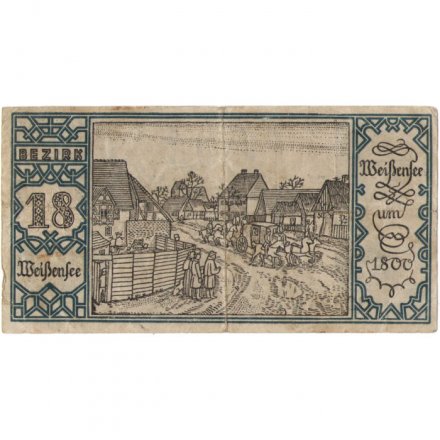 Германия (нотгельд) 50 пфеннигов 1921 год - Серия &quot;Районы Берлина&quot;. Вайсензее около 1800 г. (вид 18) - F