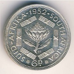 ЮАР 6 пенсов 1952 год