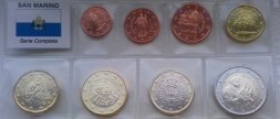 Набор из 8 евромонет Сан-Марино 2013-2017 год - Микс
