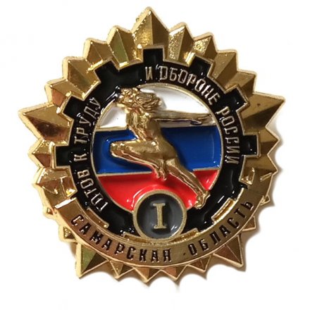 Значок ГТО. Готов к труду и обороне России. Самарская область. 1 ступень