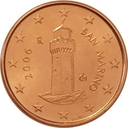 Сан-Марино 1 евроцент 2006 год - Башня Монтале