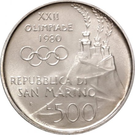 Сан-Марино 500 лир 1980 год - XXII летние Олимпийские Игры, Москва 1980