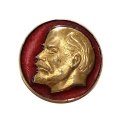 Значок В.И. Ленин, голова, круглый, золотистый