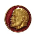 Значок В.И. Ленин, голова, круглый, золотистый