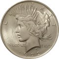 США 1 доллар 1922 год - Peace Dollar (без отметки монетного двора)