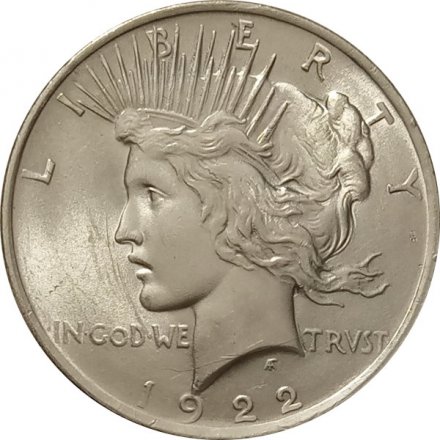 США 1 доллар 1922 год - Peace Dollar (без отметки монетного двора)