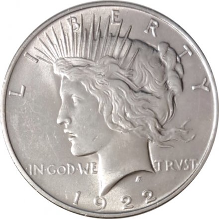США 1 доллар 1922 год - Peace Dollar (без отметки монетного двора)