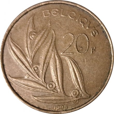 Бельгия 20 франков 1993 год BELGIQUE