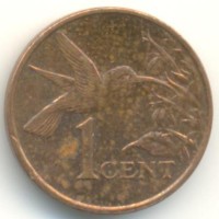 Монета Тринидад и Тобаго 1 цент 2011 год - Колибри