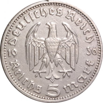 Третий Рейх 5 рейхсмарок 1936 год (D)
