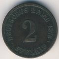 Германия 2 пфеннига 1876 год (A)