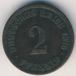 Германия 2 пфеннига 1876 год (A)