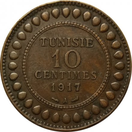 Тунис 10 сантимов 1917 год