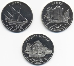 Набор из 3 монет Острова Гилберта (Кирибати) 2016 год - Парусники