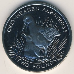 Монета Южная Джорджия и Южные Сэндвичевы острова 2 фунта 2006 год - Седоголовые альбатросы