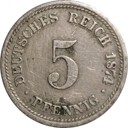 Германия 5 пфеннигов 1874 год (D)