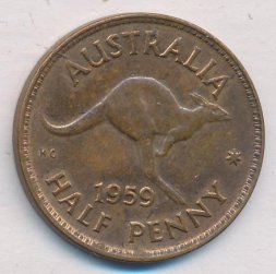 Австралия 1/2 пенни 1959 год - Кенгуру