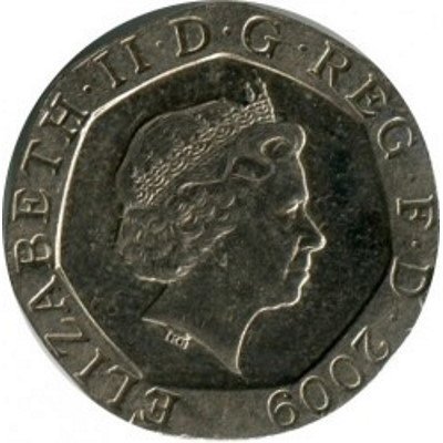 Великобритания 20 пенсов 2009 год