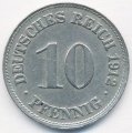 Германия 10 пфеннигов 1912 год (D)