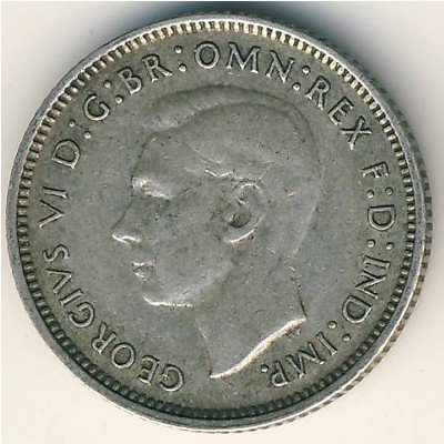 Австралия 6 пенсов 1938 год