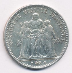 Франция 5 франков 1874 год