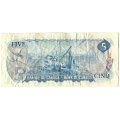 Канада 5 долларов 1972 год - Сэр Уилфрид Лорье - рыболовное судно VF (надрыв)