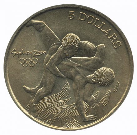 Австралия 5 долларов 2000 год - Олимпийские игры в Сиднее. Греко-римская борьба