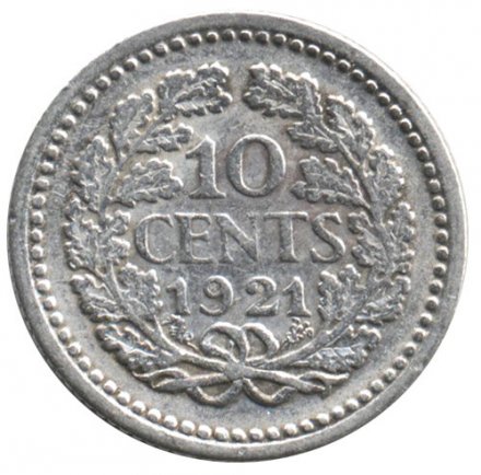 Нидерланды 10 центов 1921 год - Королева Вильгельмина