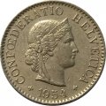 Швейцария 5 раппенов 1954 год