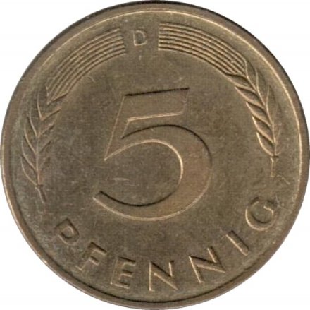 ФРГ 5 пфеннигов 1990 год - D